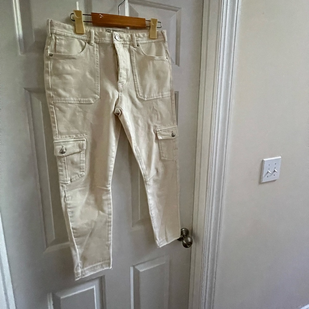 Free People Stretch Skinny Cargo Jeans Size 30 White